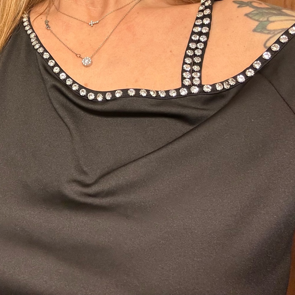 Elegant Black Rhinestone-Embellished Blouse